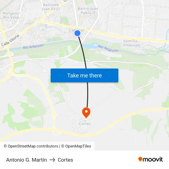 Antonio G. Martín to Cortes map