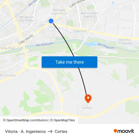 Vitoria - A. Ingenieros to Cortes map