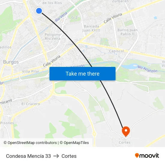 Condesa Mencía 33 to Cortes map
