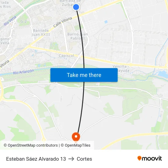Esteban Sáez Alvarado 13 to Cortes map