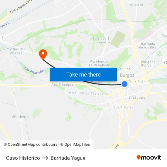 Caso Histórico to Barriada Yague map