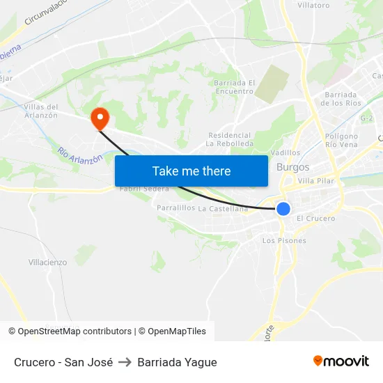 Crucero - San José to Barriada Yague map