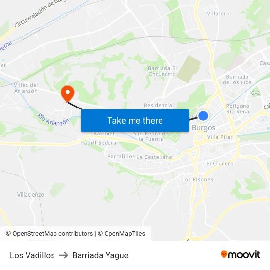 Los Vadillos to Barriada Yague map
