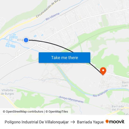 Polígono Industrial De Villalonquéjar to Barriada Yague map