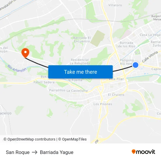 San Roque to Barriada Yague map