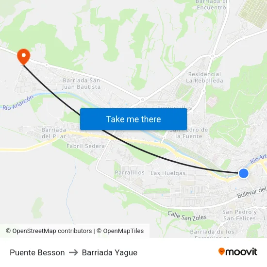 Puente Besson to Barriada Yague map