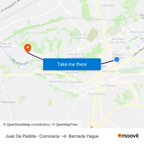 Juan De Padilla - Comisaría to Barriada Yague map