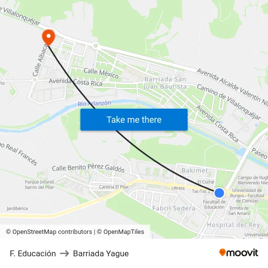 F. Educación to Barriada Yague map