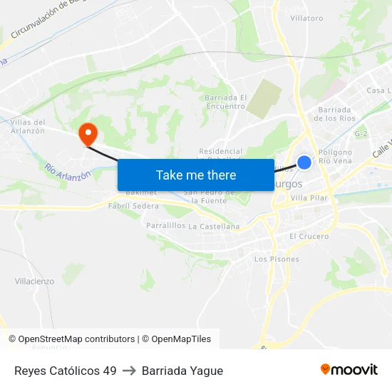 Reyes Católicos 49 to Barriada Yague map