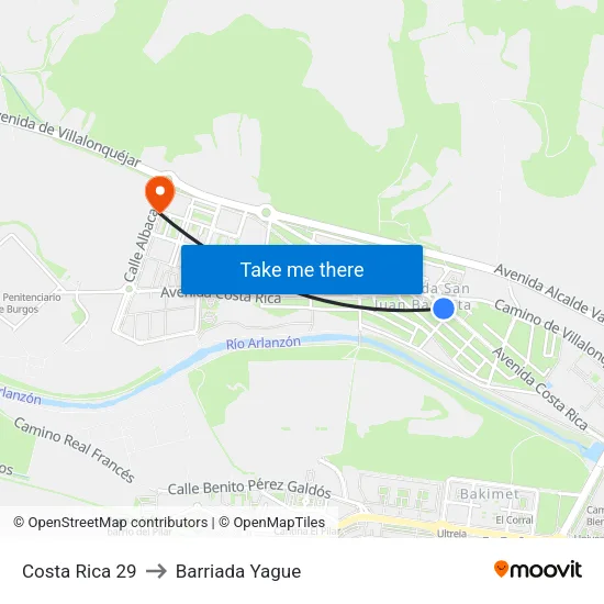 Costa Rica 29 to Barriada Yague map
