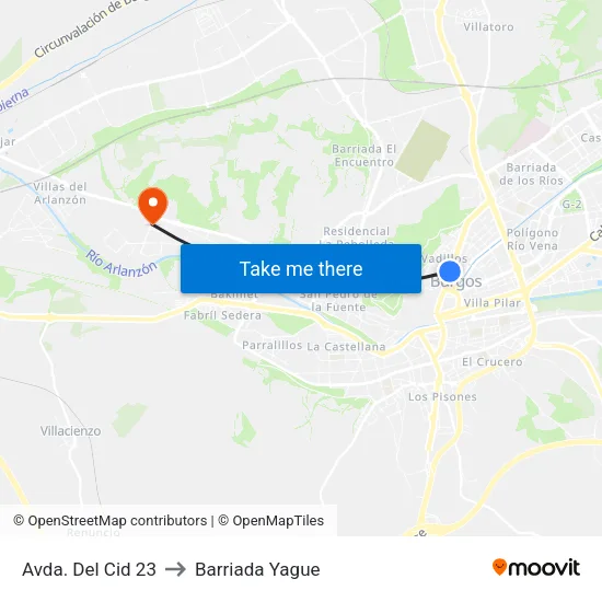 Avda. Del Cid 23 to Barriada Yague map