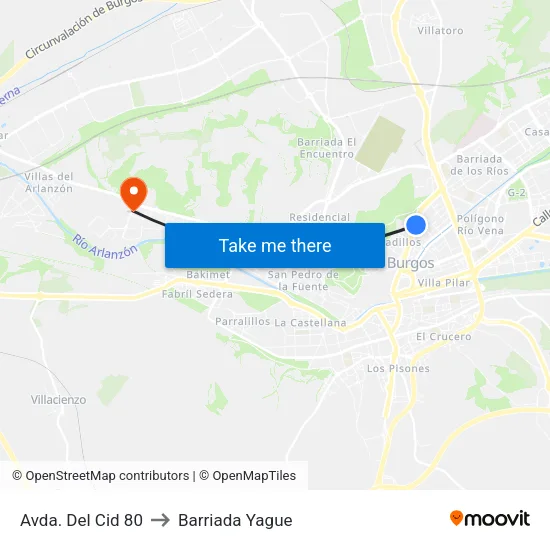 Avda. Del Cid 80 to Barriada Yague map