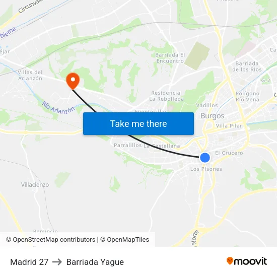 Madrid 27 to Barriada Yague map