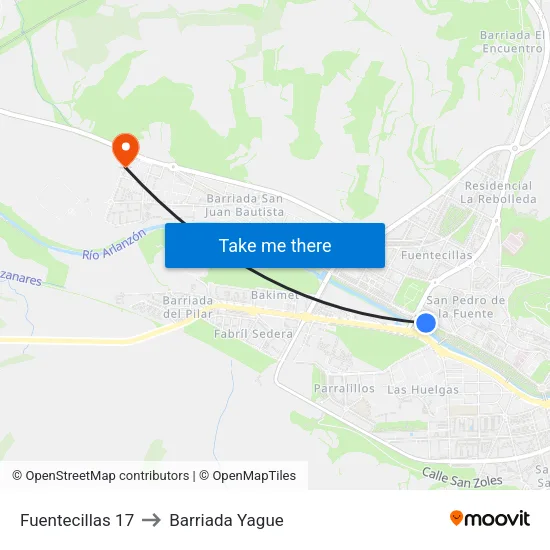 Fuentecillas 17 to Barriada Yague map