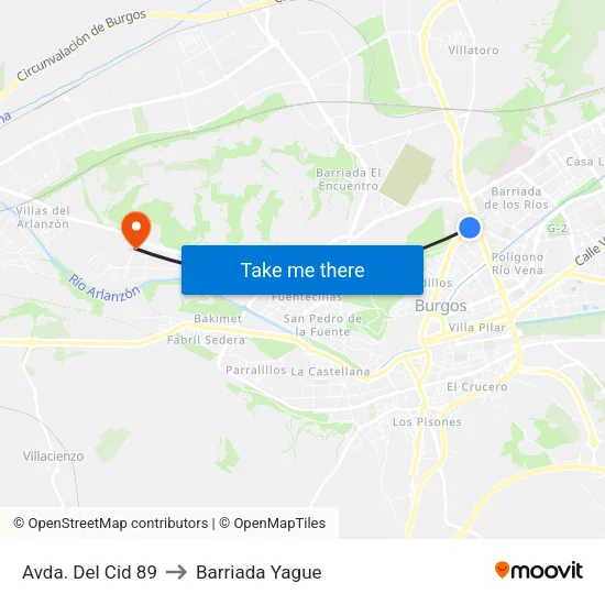 Avda. Del Cid 89 to Barriada Yague map