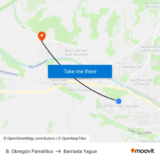 B. Obregón Parralillos to Barriada Yague map