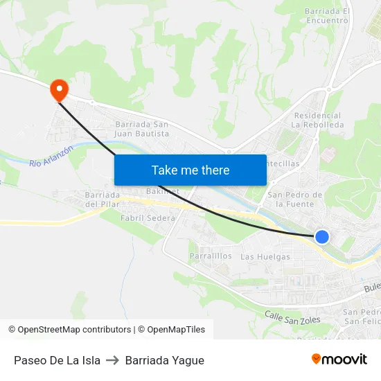 Paseo De La Isla to Barriada Yague map