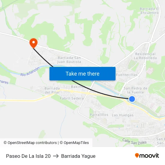 Paseo De La Isla 20 to Barriada Yague map
