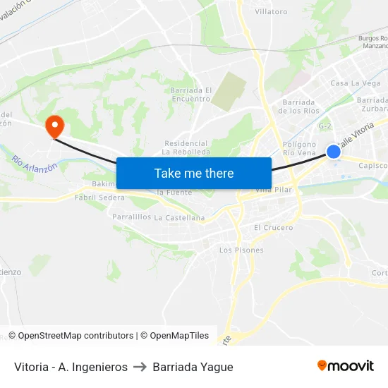 Vitoria - A. Ingenieros to Barriada Yague map