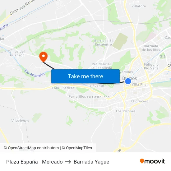 Plaza España - Mercado to Barriada Yague map
