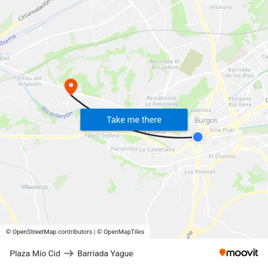 Plaza Mío Cid to Barriada Yague map