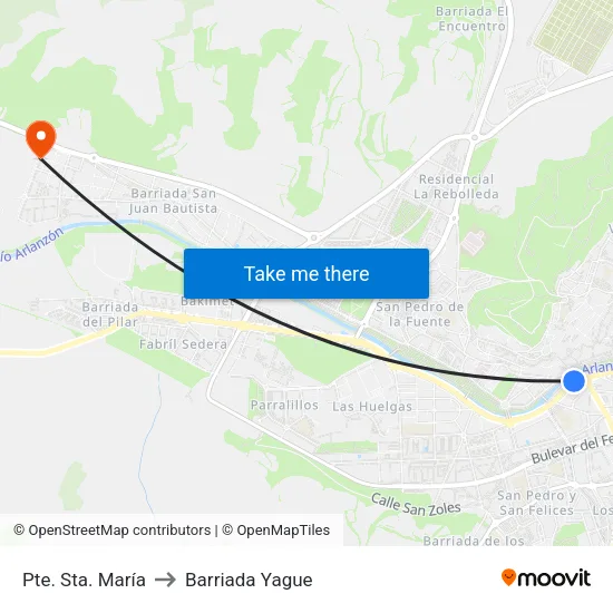 Pte. Sta. María to Barriada Yague map