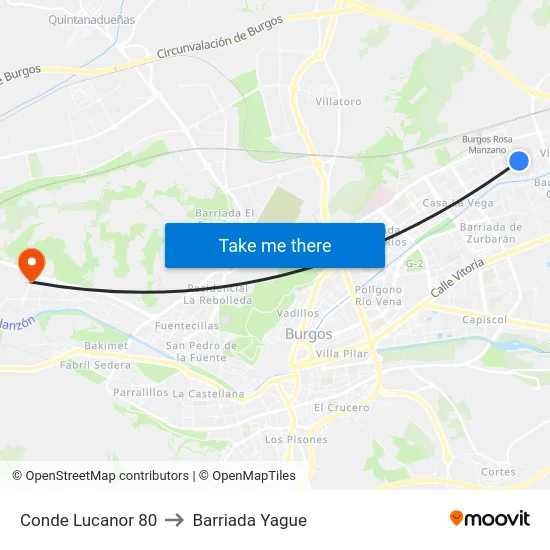 Conde Lucanor 80 to Barriada Yague map