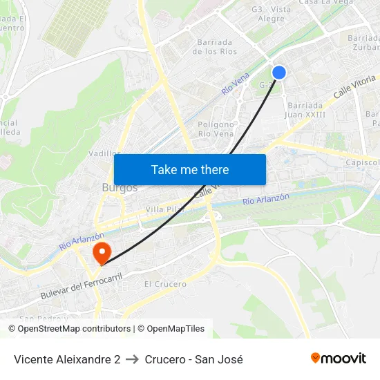 Vicente Aleixandre 2 to Crucero - San José map