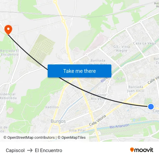 Capiscol to El Encuentro map