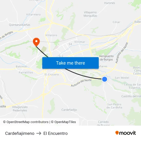 Cardeñajimeno to El Encuentro map
