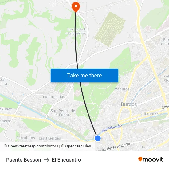 Puente Besson to El Encuentro map