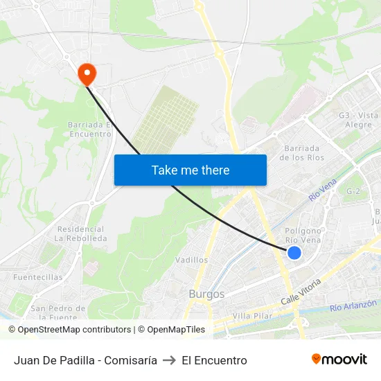 Juan De Padilla - Comisaría to El Encuentro map