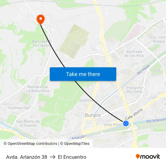 Avda. Arlanzón 38 to El Encuentro map