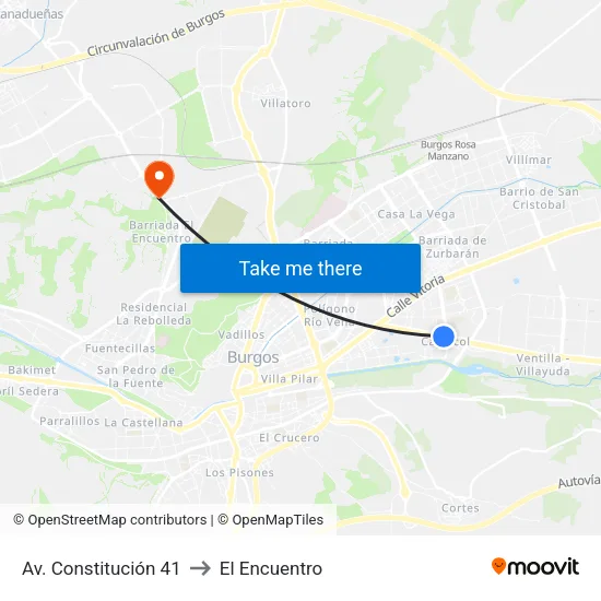 Av. Constitución 41 to El Encuentro map