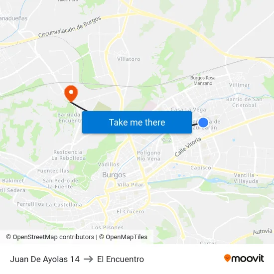 Juan De Ayolas 14 to El Encuentro map