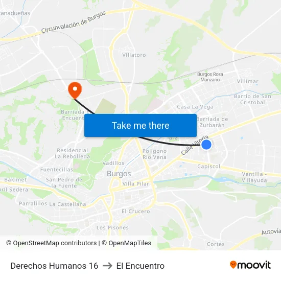 Derechos Humanos 16 to El Encuentro map