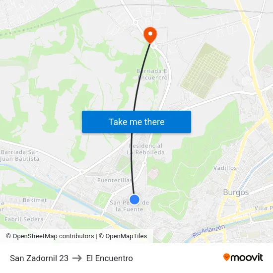 San Zadornil 23 to El Encuentro map