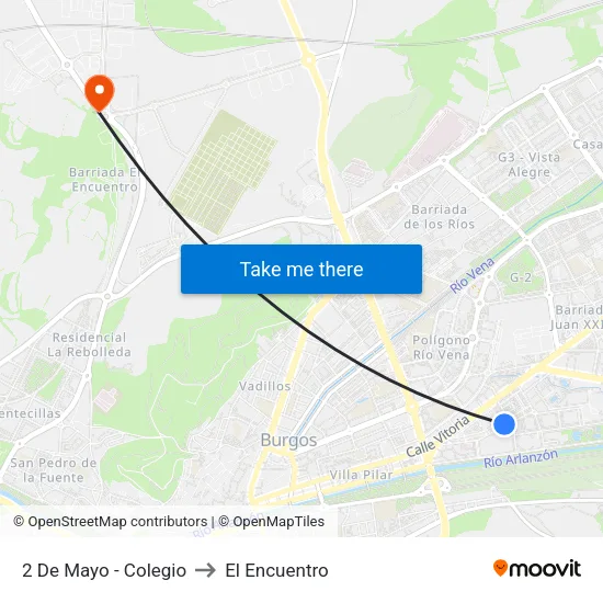 2 De Mayo - Colegio to El Encuentro map