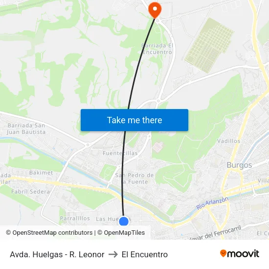 Avda.  Huelgas - R. Leonor to El Encuentro map