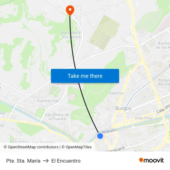 Pte. Sta. María to El Encuentro map