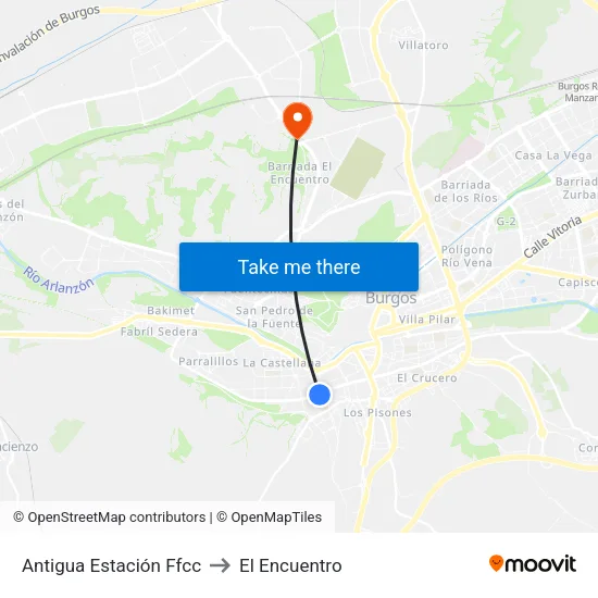 Antigua Estación Ffcc to El Encuentro map