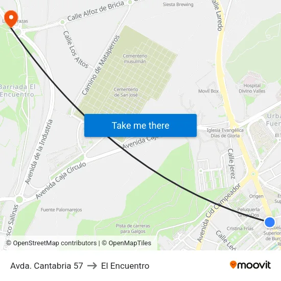 Avda. Cantabria 57 to El Encuentro map