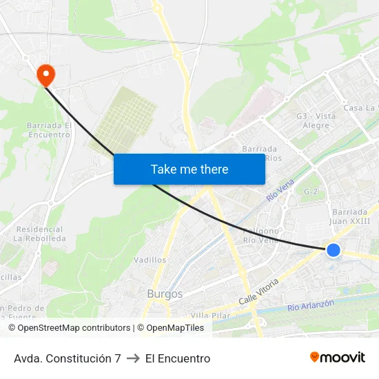 Avda. Constitución 7 to El Encuentro map