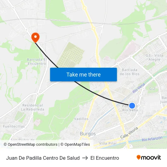 Juan De Padilla Centro De Salud to El Encuentro map