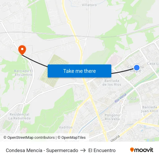 Condesa Mencía - Supermercado to El Encuentro map