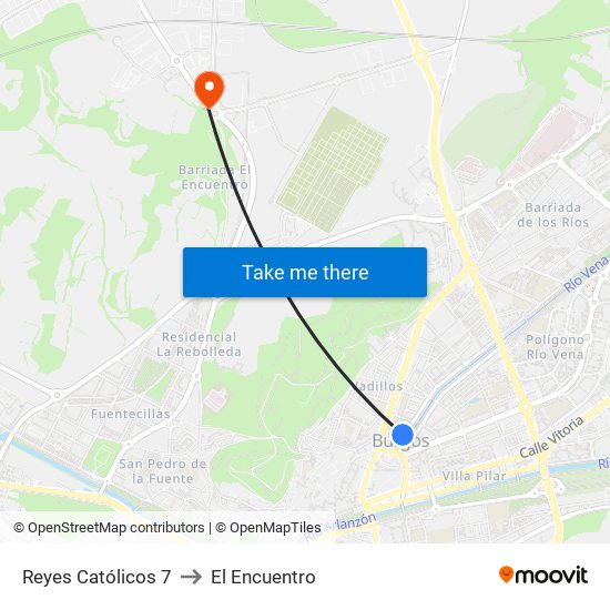 Reyes Católicos 7 to El Encuentro map