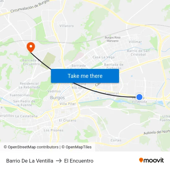 Barrio De La Ventilla to El Encuentro map