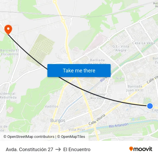 Avda. Constitución 27 to El Encuentro map