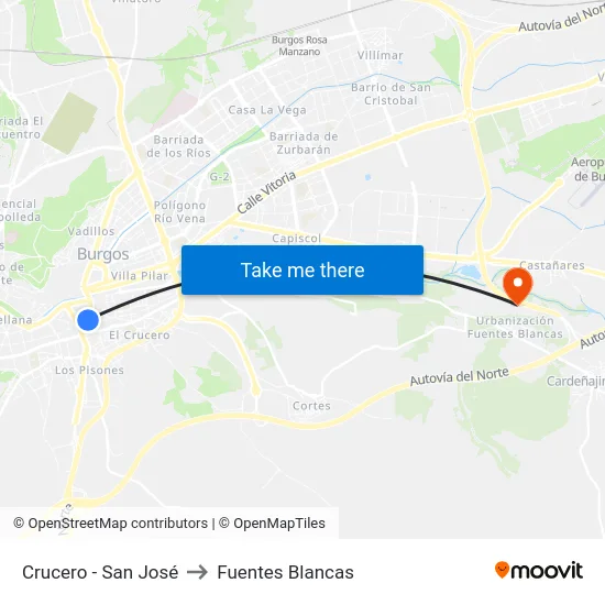 Crucero - San José to Fuentes Blancas map