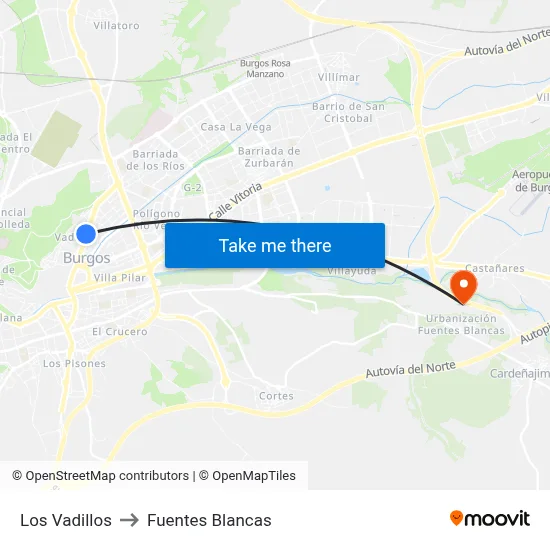 Los Vadillos to Fuentes Blancas map